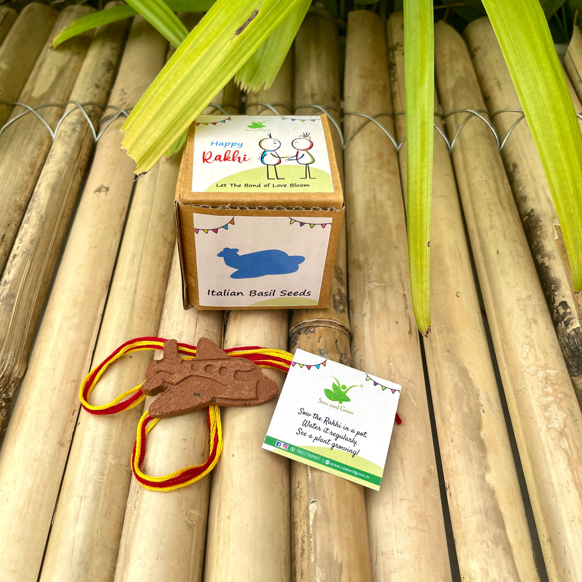 Aeroplane: Clay Rakhi with Roli Chawal Combo