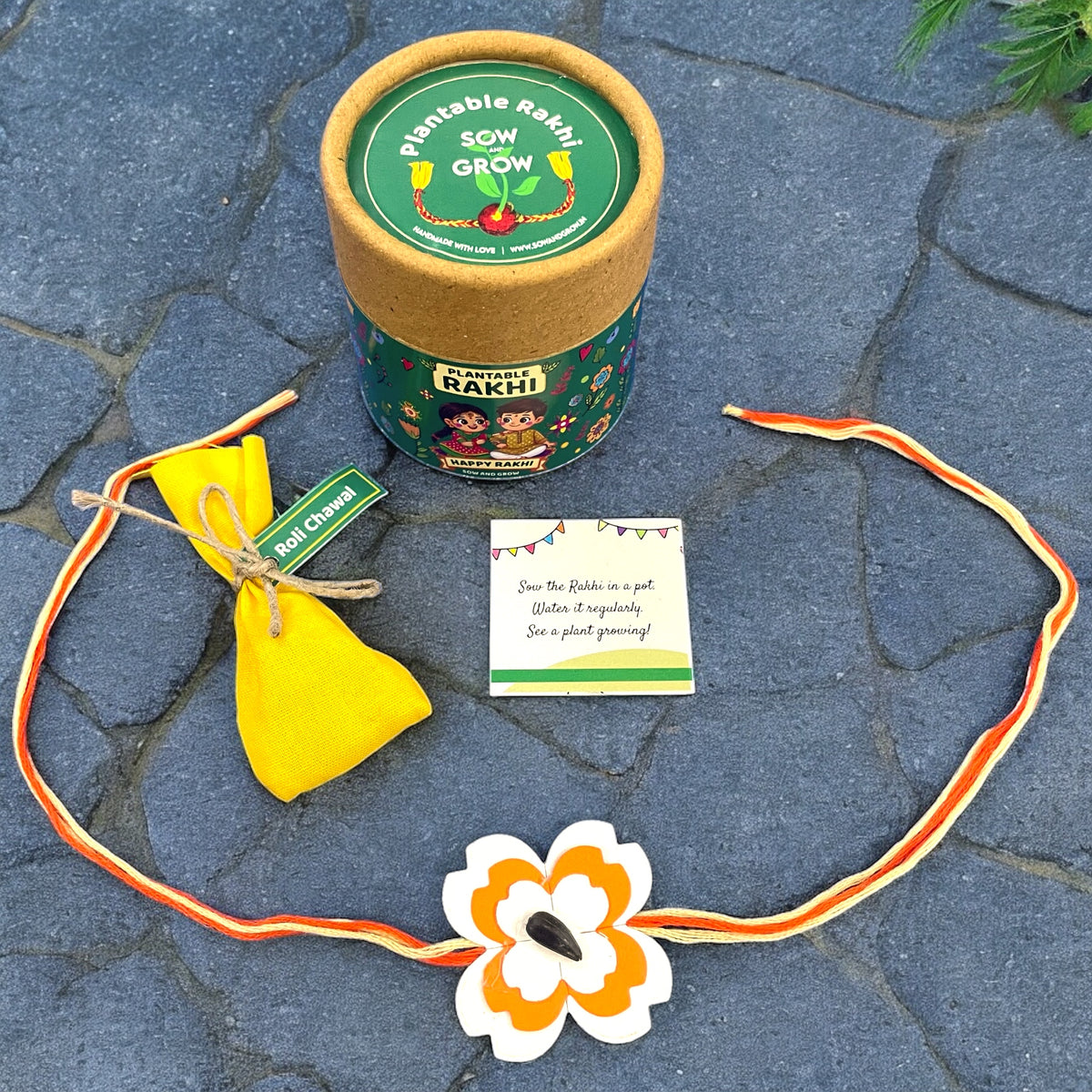 Seed Paper Rakhi with Roli Chawal Combo