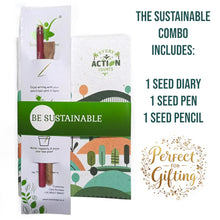 Load image into Gallery viewer, Plantable Seed Diary with Seed Paper Pen & Pencil Combo – Set of 5