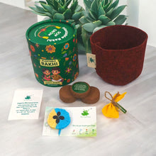 Load image into Gallery viewer, Premium 2-Colour Plantable Thread Rakhi with Torai Seeds – Pastel Yellow & Blue – Eco-Friendly Rakhi Combo with DIY Grow Kit