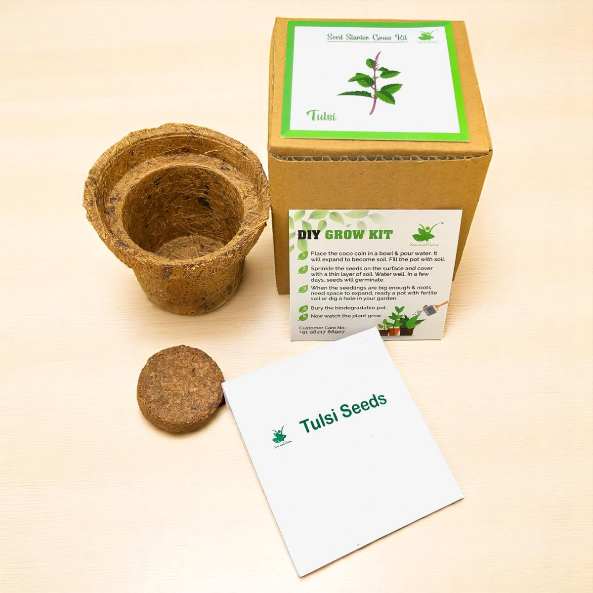 Mini Rama Tulsi (Holy Basil) Grow Kits – Set of 9 | Eco-Friendly DIY Gardening Gift Pack for Kids & Adults | Return Gift Ideas