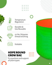 Load image into Gallery viewer, HDPE UV Protected 270 GSM Round Grow Bags 12x6 inches