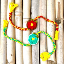 Load image into Gallery viewer, Handmade Premium Flower Crochet Rakhis with Sunflower Seeds: Set of 2