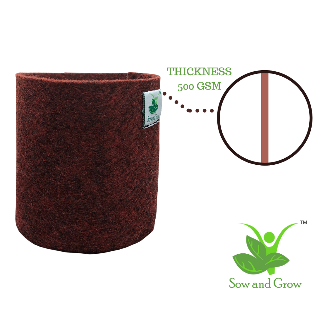 Geo Fabric Grow Bags 500 GSM Size 7x3 inches for growing Microgreens | Set of 5