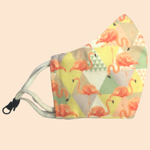 Load image into Gallery viewer, Flamingo Theme | Conical Protective Face Cover with a Pocket, Adjustable Ear Loops and Nose Wire