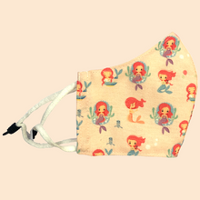 Load image into Gallery viewer, Mermaid Theme | Conical Protective Face Cover with a Pocket, Adjustable Ear Loops and Nose Wire