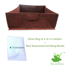 Load image into Gallery viewer, Large Grow Bag and Red Amaranth/ Lal Saag Seeds Grow it Yourself Vegetable Kit