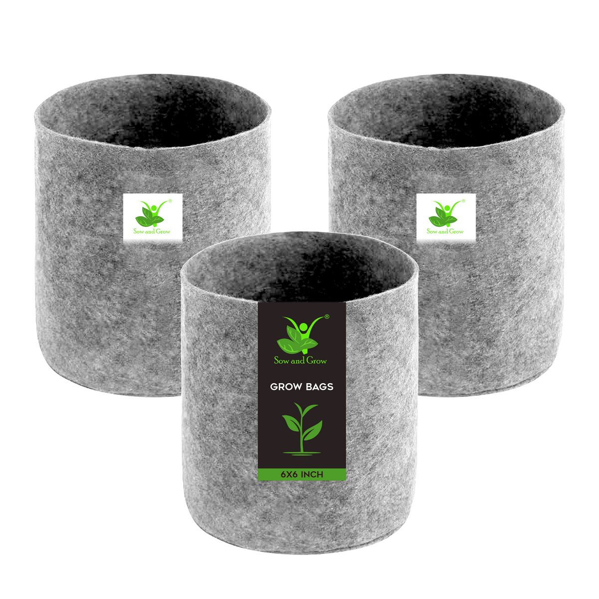 Geo Fabric Grow Bag 500 GSM Size 9X9 inches | Heavy Duty For Terrace Garden - Grow Vegetables, Flowers, Herbs