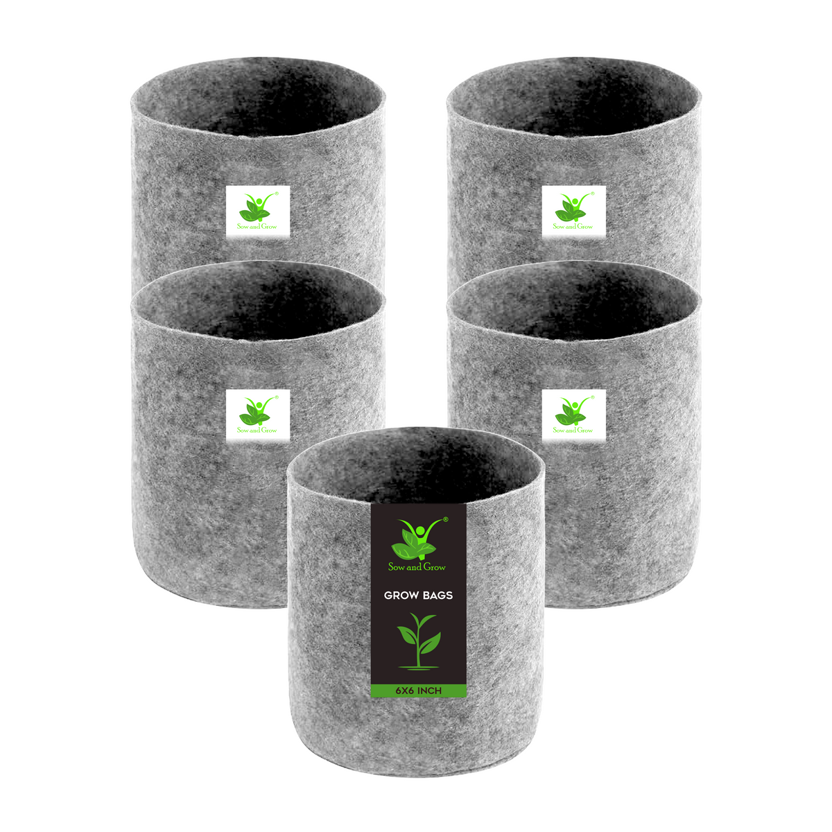 Geo Fabric Grow Bag 500 GSM Size 9X9 inches | Heavy Duty For Terrace Garden - Grow Vegetables, Flowers, Herbs