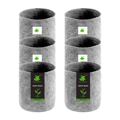 Geo Fabric Grow Bag 500 GSM Size 9X9 inches | Heavy Duty For Terrace Garden - Grow Vegetables, Flowers, Herbs
