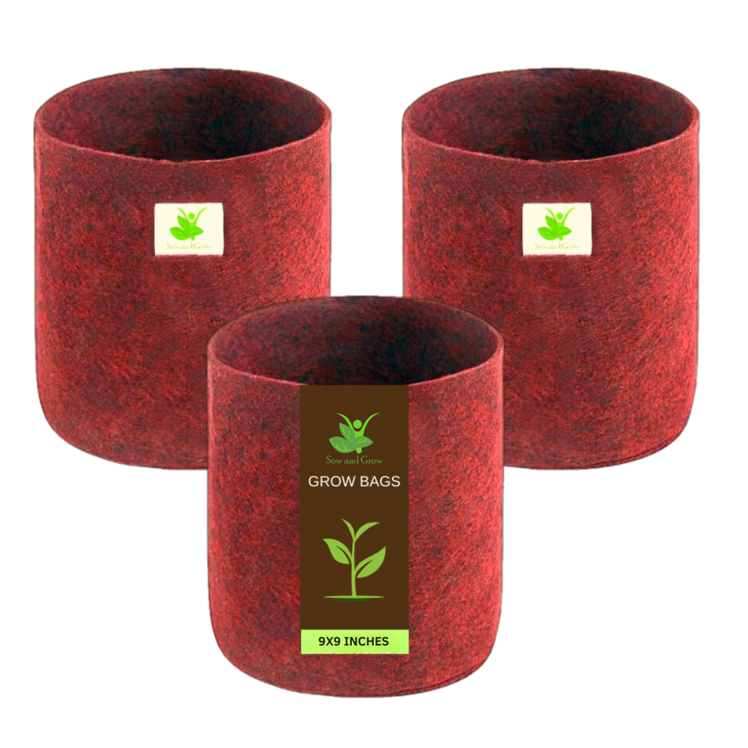 Geo Fabric Grow Bag 500 GSM Size 9X9 inches | Heavy Duty For Terrace Garden - Grow Vegetables, Flowers, Herbs