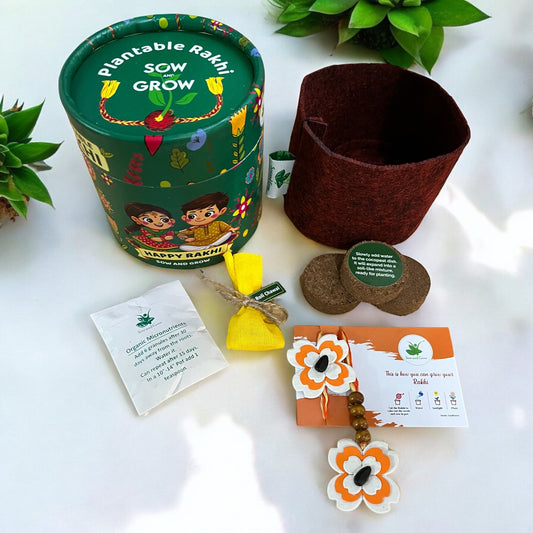Bhaiya Bhabhi Seed Paper Rakhi Set: Rakhi with Seeds | Combo with a DIY Gardening Kit