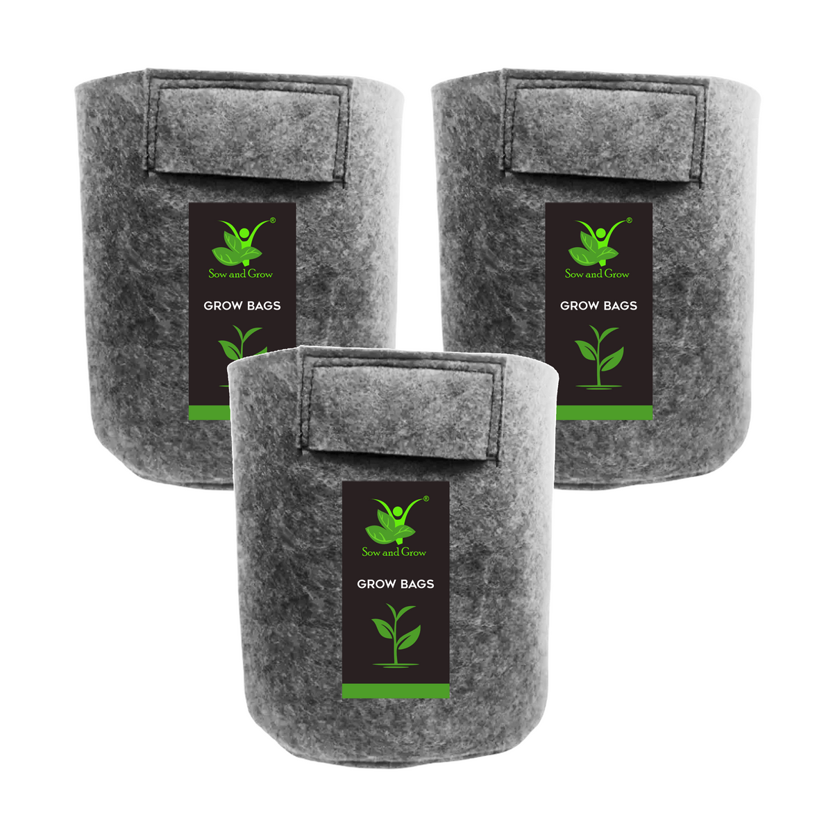 Geo Fabric Grow Bag 400 GSM Size 10x10 inches | Heavy Duty For Terrace Garden - Grow Vegetables, Flowers, Herbs