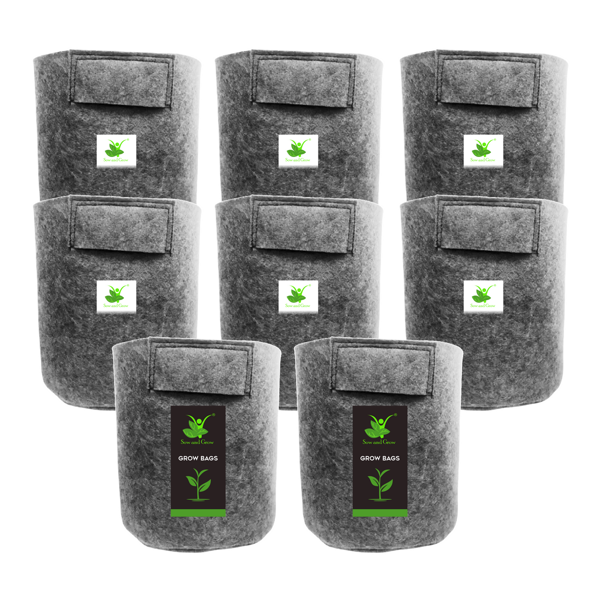 Geo Fabric Grow Bag 500 GSM Size 9X9 inches | Heavy Duty For Terrace Garden - Grow Vegetables, Flowers, Herbs