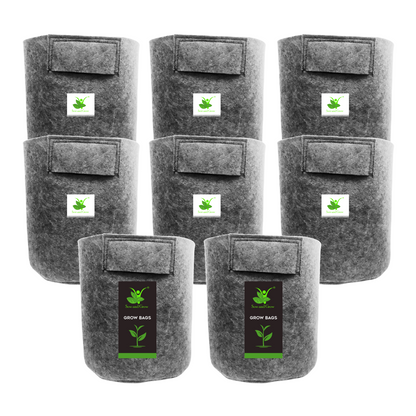 Geo Fabric Grow Bag 500 GSM Size 9X9 inches | Heavy Duty For Terrace Garden - Grow Vegetables, Flowers, Herbs