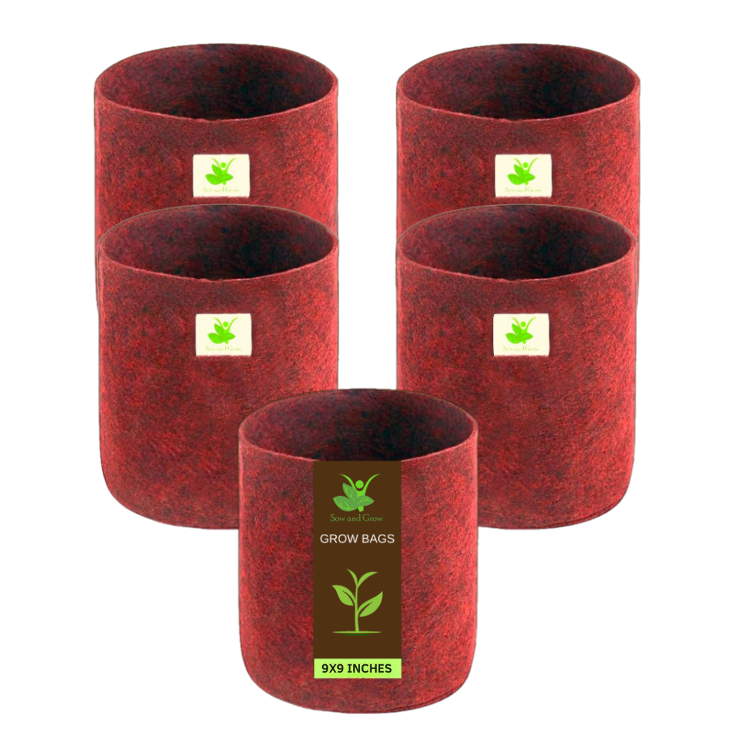 Geo Fabric Grow Bag 500 GSM Size 9X9 inches | Heavy Duty For Terrace Garden - Grow Vegetables, Flowers, Herbs