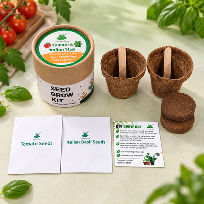 Mini Grow Kit with 2 Seeds, Set of 8: Tomato and Italian Basil