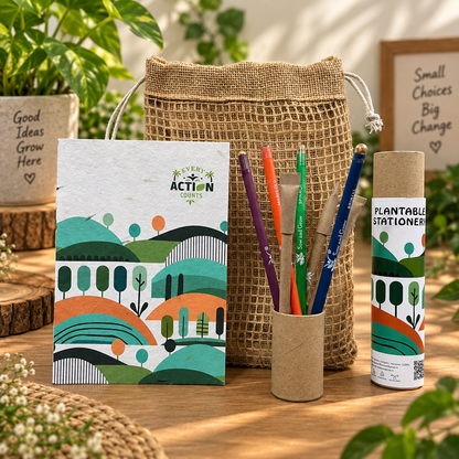Jute Bag Collection: 1 Seed Diary, 4+4 Seed Pen and Pencil Combo