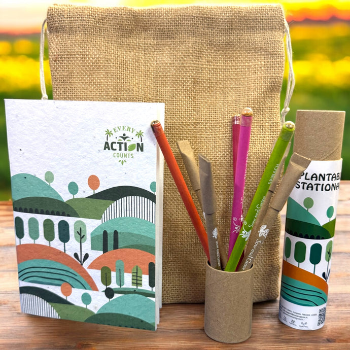 Jute Bag Collection: 1 Seed Diary, 4+4 Seed Pen and Pencil Combo