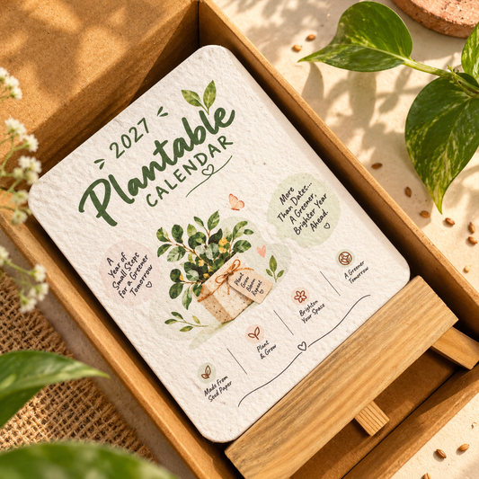 Plantable Calendar 2027 with a Wooden Easel | 4 Varieties of Seeds