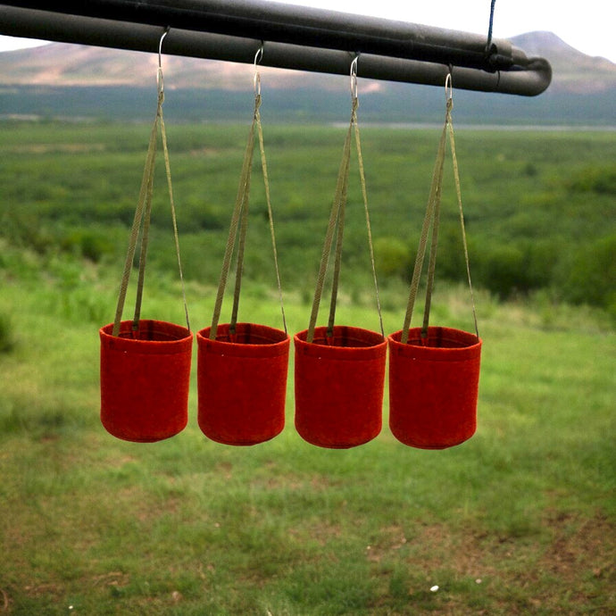 Geo Fabric Hanging Grow Bag || Heavy Duty 500 GSM || For Decorative Plants, Flowers || Size 8 x 8 inches || Set of 4
