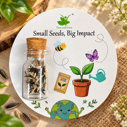 Bottles with Seeds Gift Pack of 10 – Decorative Glass Bottle Filled with Seeds, Eco-Friendly Gardening Gift, Plantable Gift for Birthdays, Return Gifts, Housewarming & Nature Lovers