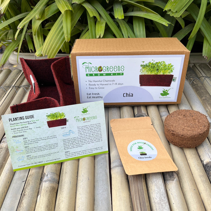 Microgreens Grow Kit: Chia 25 grams || Easy to Use Kit for Beginner Gardeners