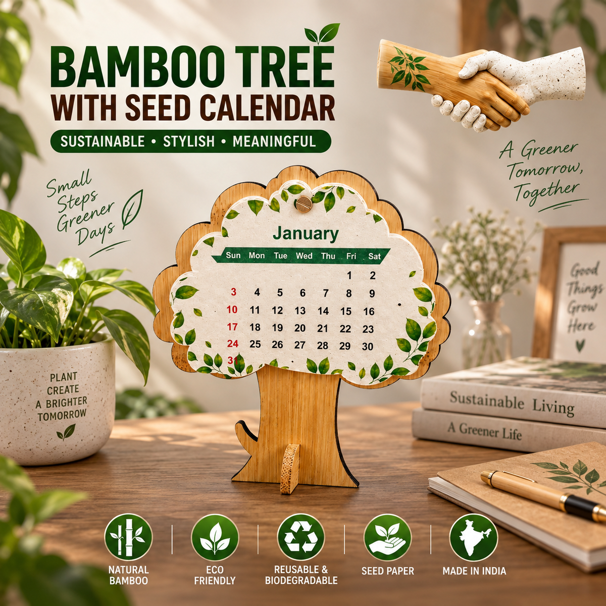 Tree Shape Plantable Calendar 2027 with Seeds in Every Page