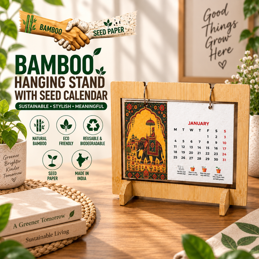 Bamboo Hanging Stand Plantable Calendar 2027 with Seeds in Every Page