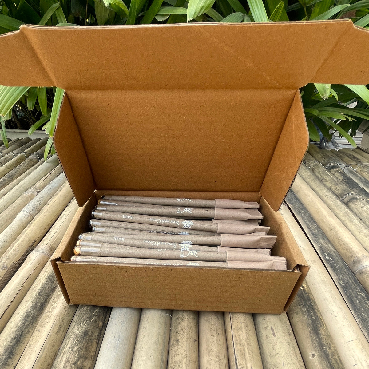 Box of 50 Plantable Seed Pens | Eco-Friendly Bulk Pack for Offices & Events | 100% Biodegradable Pen Body with Blue Ink | Grow Plants from Pens