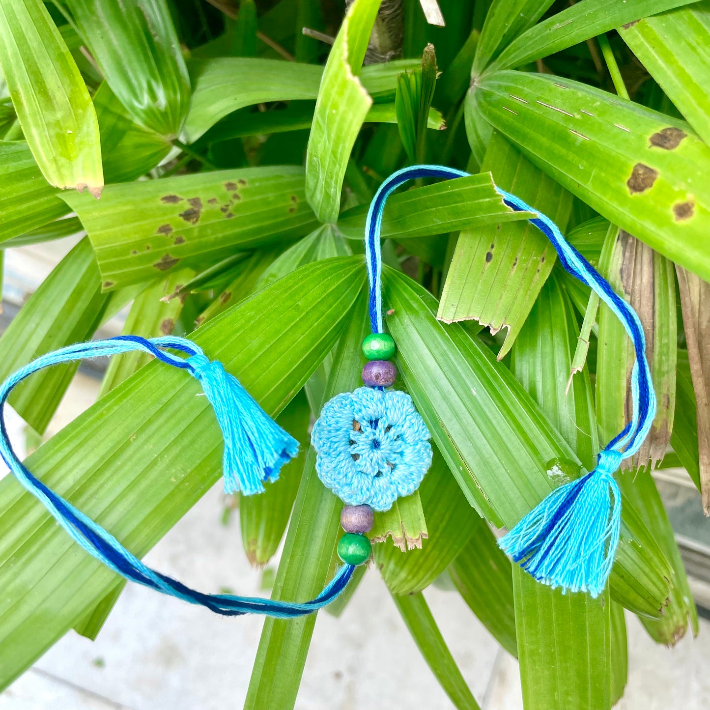 Crochet Thread Rakhi and Lumba with Zinnia Seeds