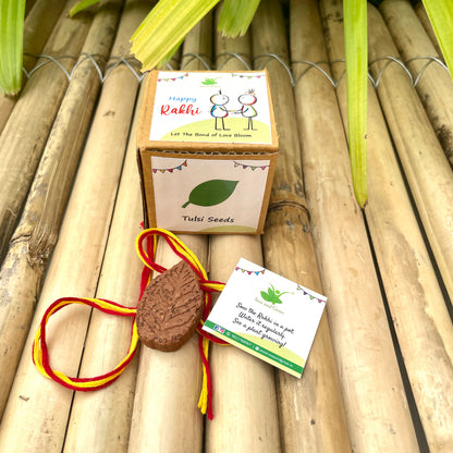 Leaf: Clay Rakhi with Roli Chawal Combo