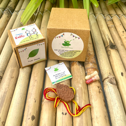 Leaf: Clay Rakhi with Roli Chawal Combo