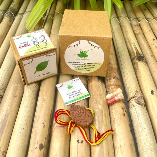Leaf: Clay Rakhi with Roli Chawal Combo