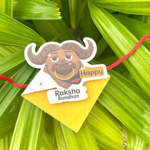 Big Bull :Kids 3-in-1 Bookmark Plantable Rakhi | Rakhi with Seeds| Combo with a Gardening Kit