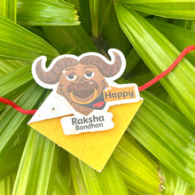 Load image into Gallery viewer, Big Bull: Kids 3-in-1 Bookmark Plantable Rakhi with Roli Chawal Combo
