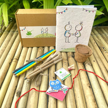 Load image into Gallery viewer, Plantable Bookmark Rakhi Gift Box: Blue Owl on Branch
