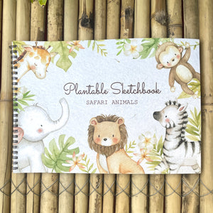 Plantable Sketchbook with Seeds Embedded: Jungle Animal Theme
