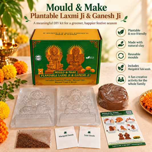 DIY Mould & Make Plantable Laxmiji and Ganeshji Kit | Eco-Friendly Idol Making Kit for Kids & Adults