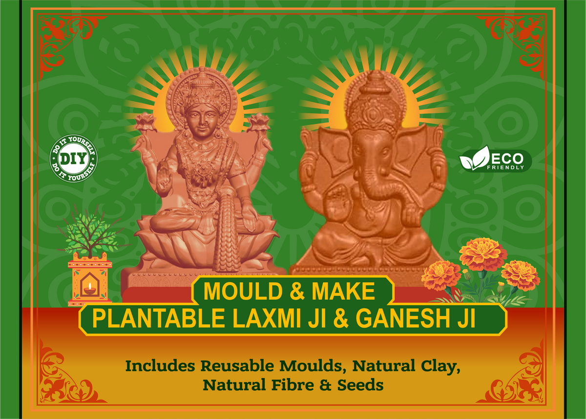 DIY Mould & Make Plantable Laxmiji and Ganeshji Kit | Eco-Friendly Idol Making Kit for Kids & Adults
