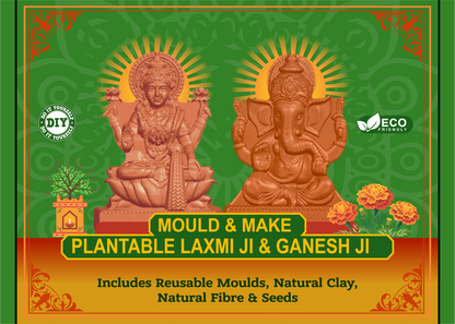 DIY Mould & Make Plantable Laxmiji and Ganeshji Kit | Eco-Friendly Idol Making Kit for Kids & Adults