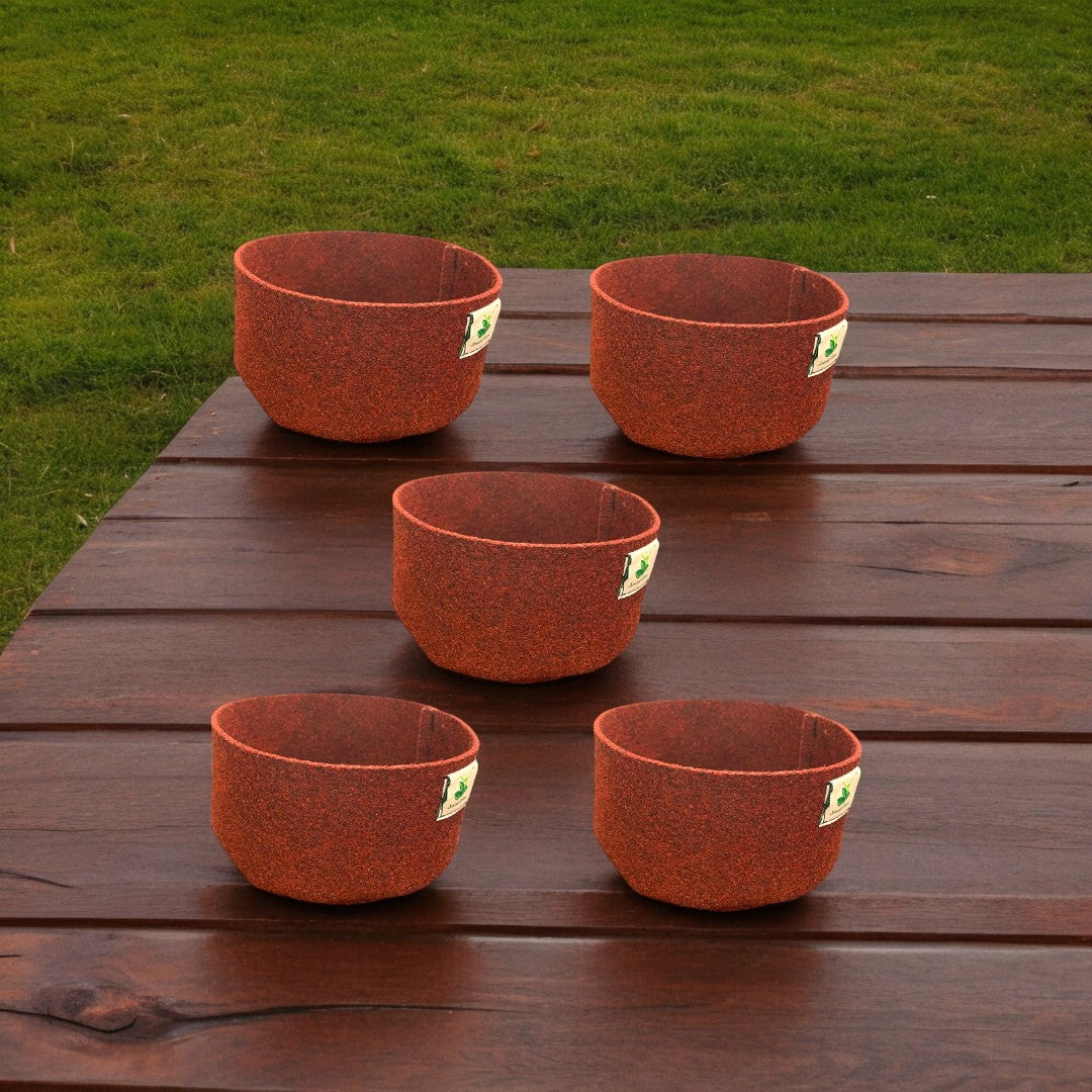 Geo Fabric Grow Bags 500 GSM Size 7x3 inches for growing Microgreens | Set of 5