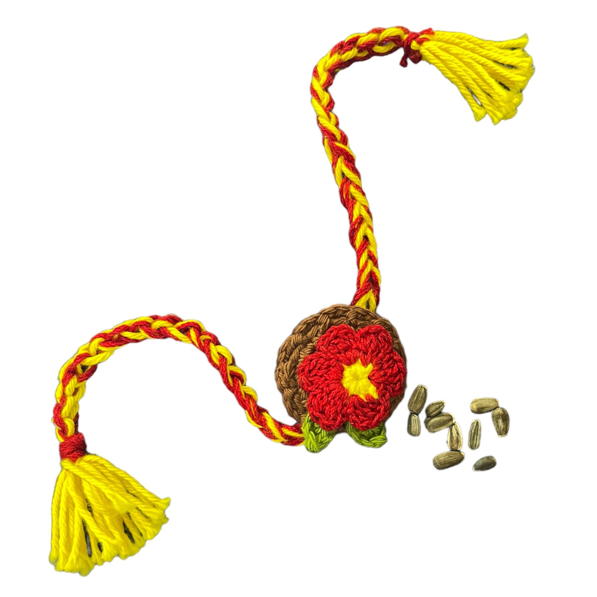 Premium Plantable Flower Crochet Rakhi with Sunflower Seeds | Colour Red | Combo with a DIY Grow Kit
