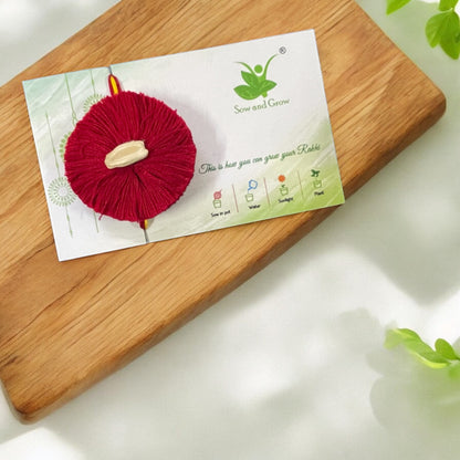 Red Plantable Thread Rakhi with Gheeya Seed
