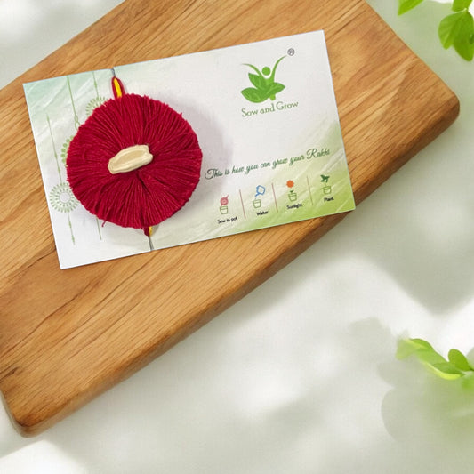 Red Plantable Thread Rakhi with Gheeya Seed