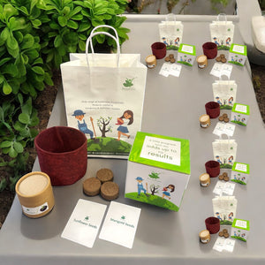 Seasonal Flower Grow Kit - Pack Of 6 DIY Kits + 6 Gift Bags - Best Return Gift For Kids Birthday Party - Corporate Gifting