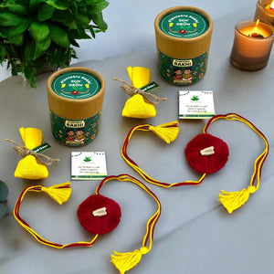 2-Pack Red Thread Rakhi with Gheeya Seeds with Roli Chawal
