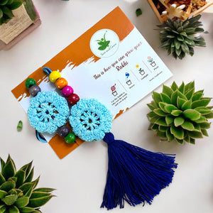 Crochet Thread Rakhi and Lumba with Zinnia Flower Seeds | Combo with a DIY Grow Kit