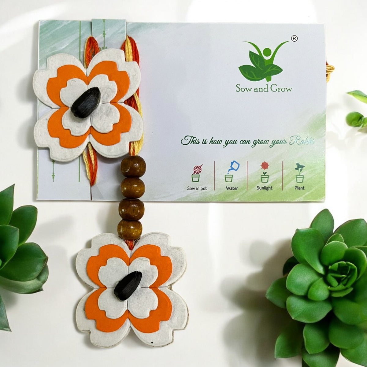 Bhaiya Bhabhi Seed Paper Rakhi Set: Rakhi with Seeds | Combo with a DIY Gardening Kit