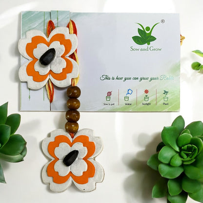 Bhaiya Bhabhi Seed Paper Rakhi Set: Rakhi with Seeds | Combo with a DIY Gardening Kit